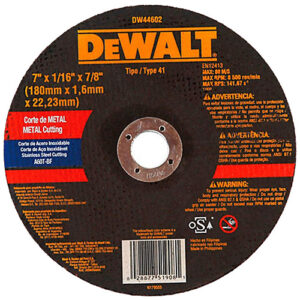 DISCO DE CORTE DE 7” X 1/16 DE ESPESOR, DW44602